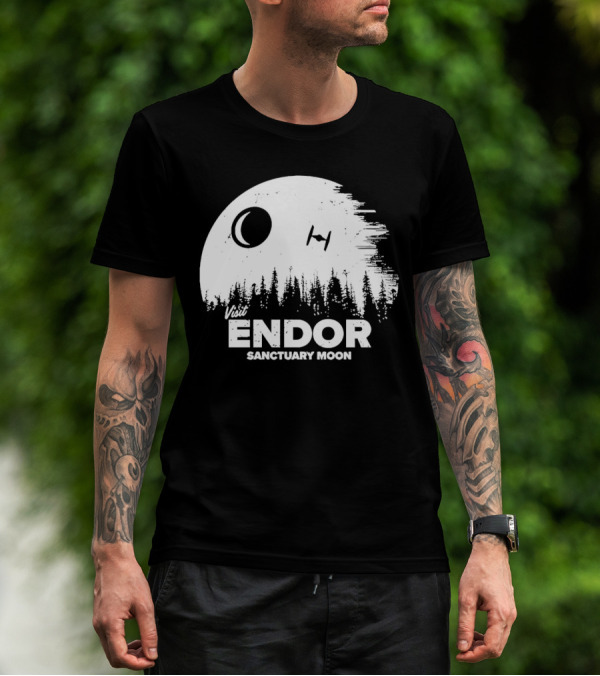 Visit Endor Sanctuary Moon Forest And Spaceship Scene T-Shirt