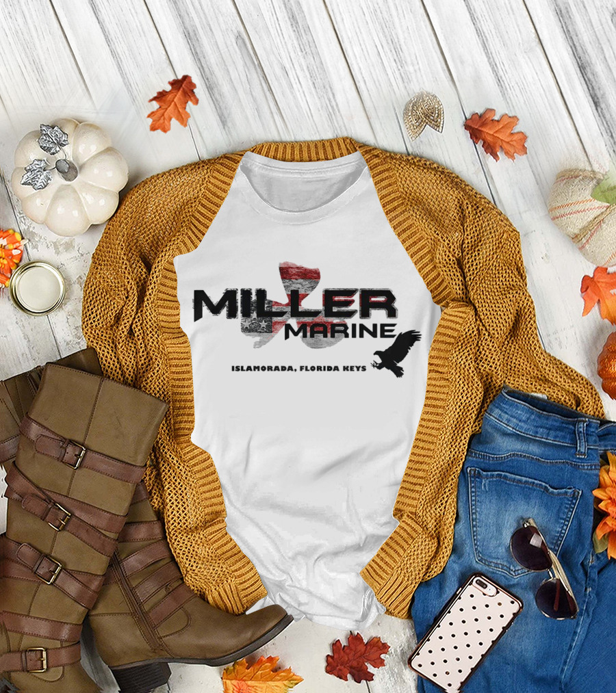 Miller Marine Islamorada Florida Keys American Flag Eagle T-Shirt