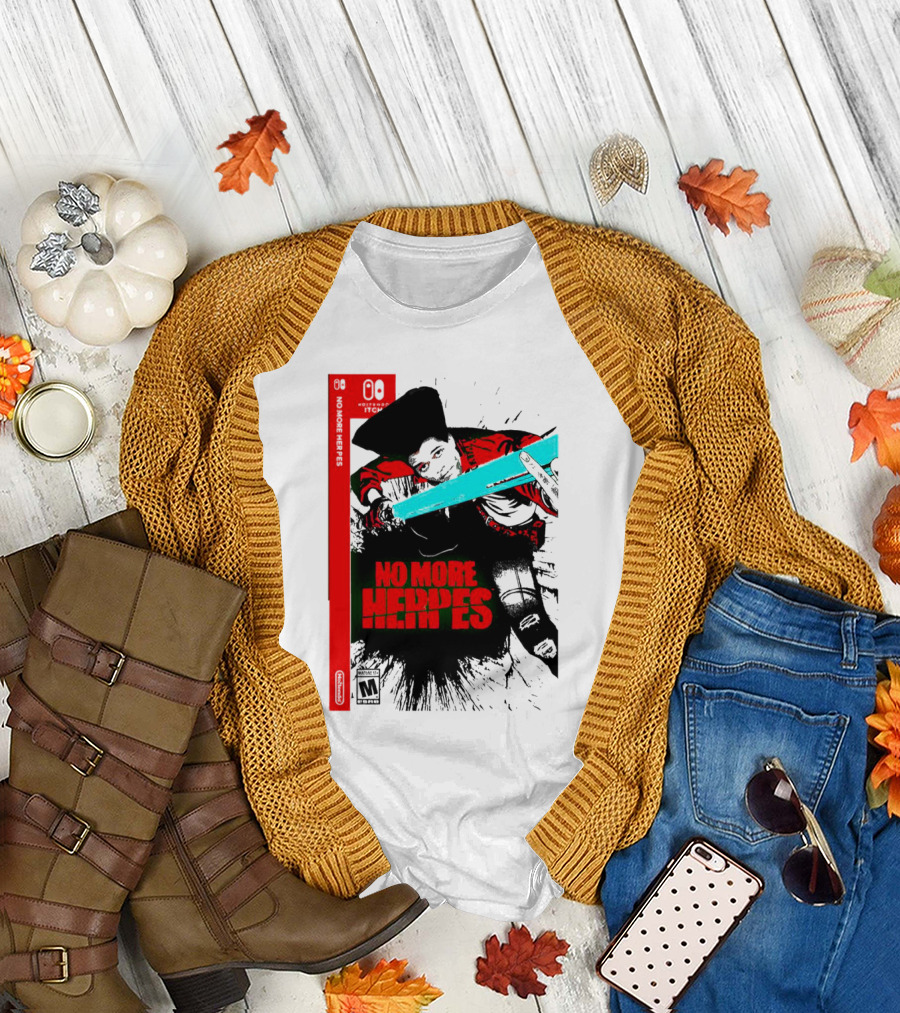 No More Heroes Game Box Art with Character and Sword T-Shirt
