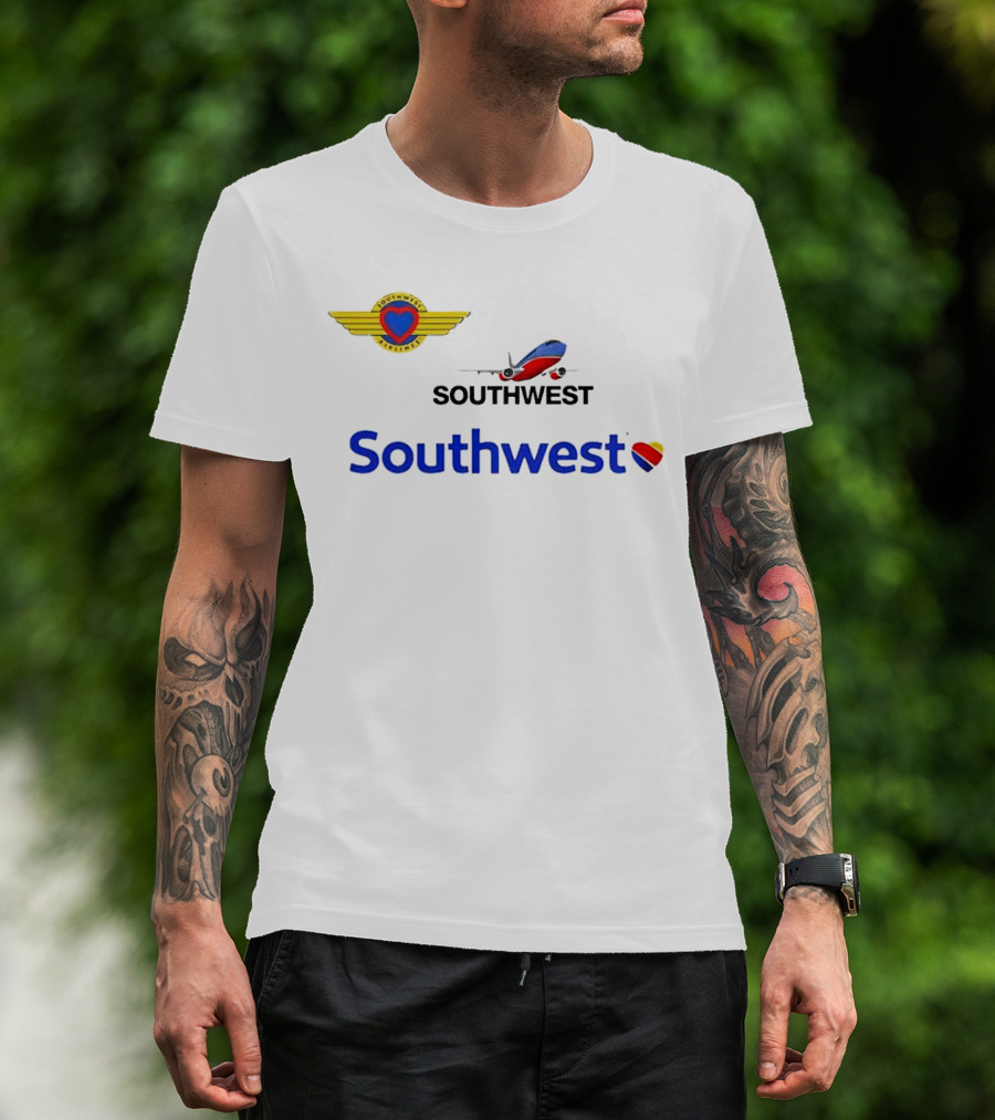 Southwest Airline Heart Logo With Airplane T-Shirt