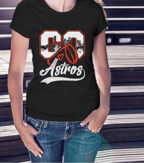 Go Astros City Cheer With Heart And Megaphone T-Shirt