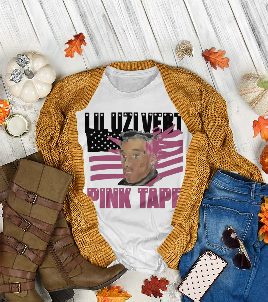 Lil Uzi Vert Pink Tape Black American Flag T-Shirt