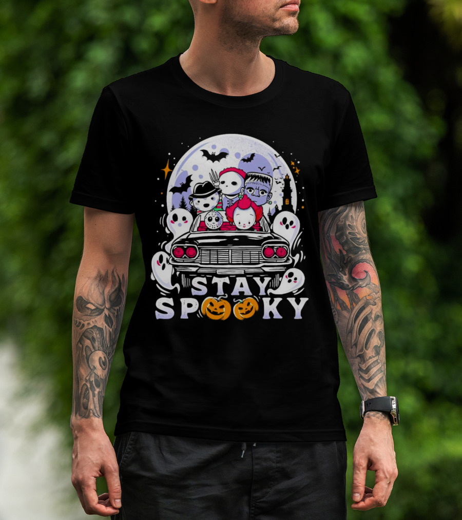 Stay Spooky Halloween Horror Movie Characters Car Ride T-Shirt