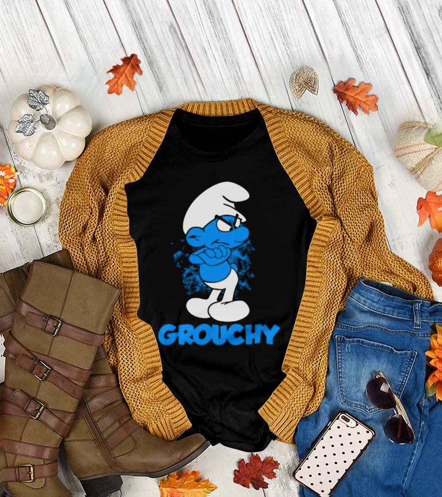 Grouchy Smurf Blue Attitude Character T-Shirt
