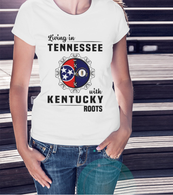 Living In Tennessee With Kentucky Roots United By State Symbols T-Shirt