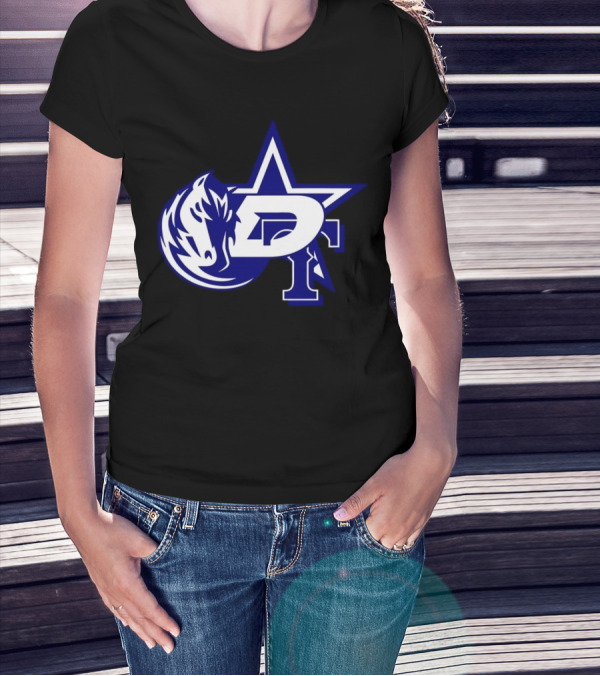 Dallas Cowboys Stars Mavericks Rangers Team Logos 4 Sports Collaboration T-Shirt