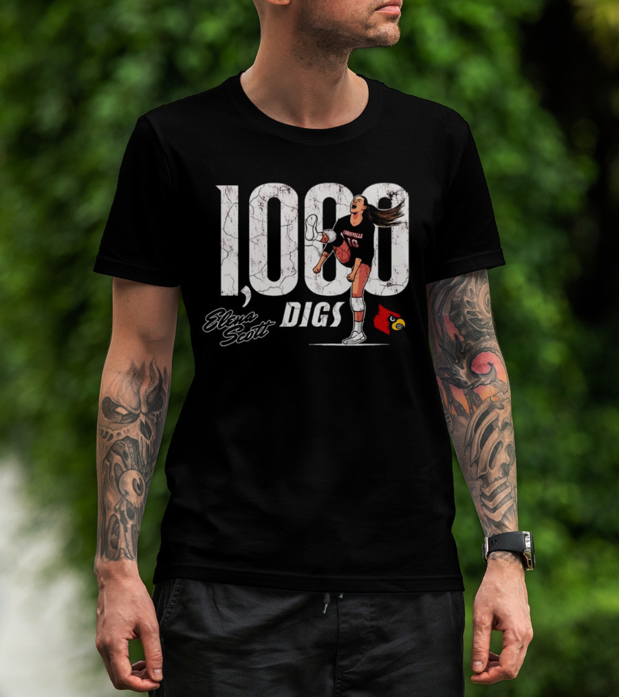 Elena Scott 1000 Digs Louisville Cardinals Volleyball Achievement T-Shirt