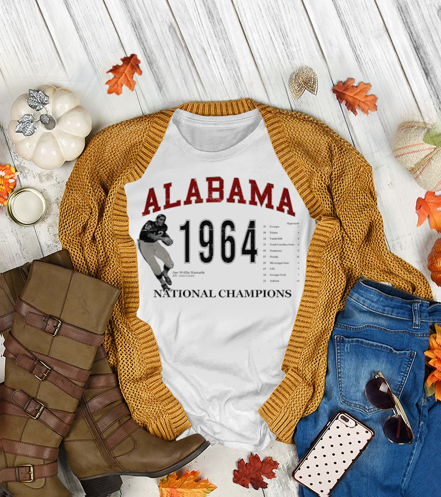 Alabama 1964 National Champions Joe Willie Namath Football Legend T-Shirt
