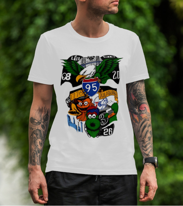 LII Eagle 215 Philadelphia 98 20 1776 76ers 26 Mascot T-Shirt