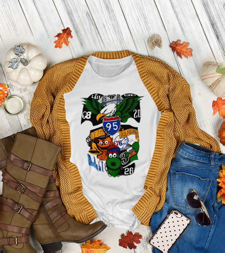 LII Eagle 215 Philadelphia 98 20 1776 76ers 26 Mascot T-Shirt