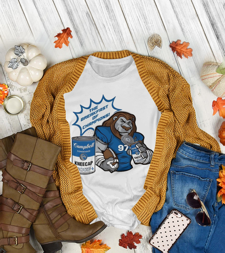 Campbell Soup Kneecap Breakfast of Champions Detroit Lions T-Shirt