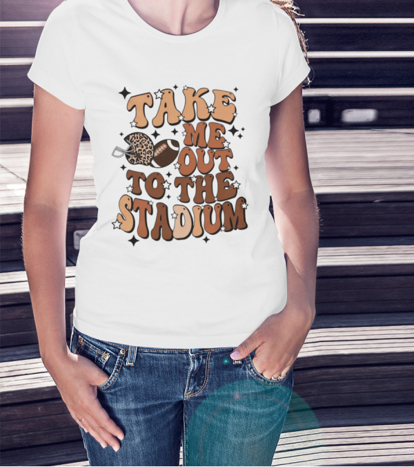 Take Me Out To The Stadium Leopard Helmet Football T-Shirt