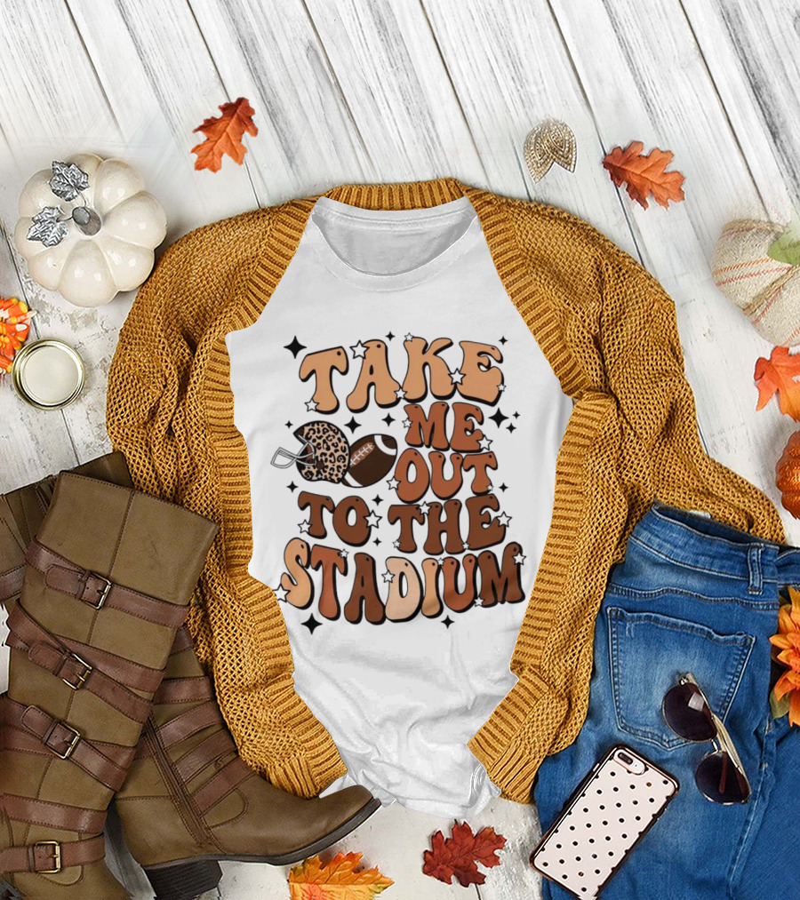 Take Me Out to the Stadium Leopard Helmet Football T-Shirt