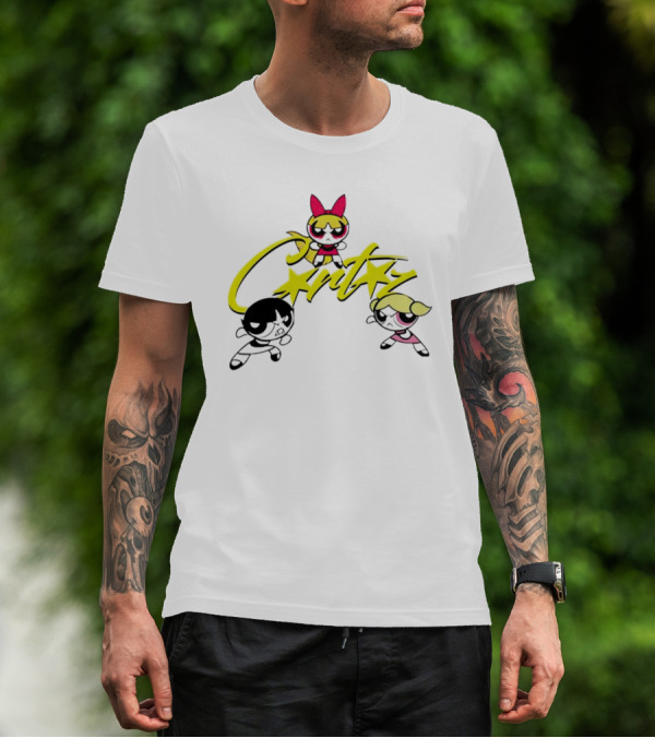 The Powerpuff Girls Corteiz Logo With Characters Buttercup Blossom Bubbles T-Shirt