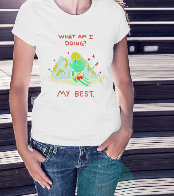 WHAT AM I DOING MY BEST Seated Goblin With Sword In Rocky Landscape T-Shirt