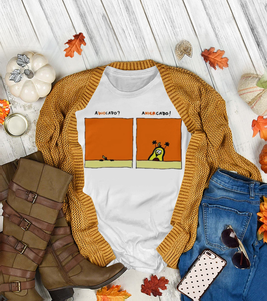 Awocado Ahiercado Funny Avocado Comic Two Panel Joke T-Shirt