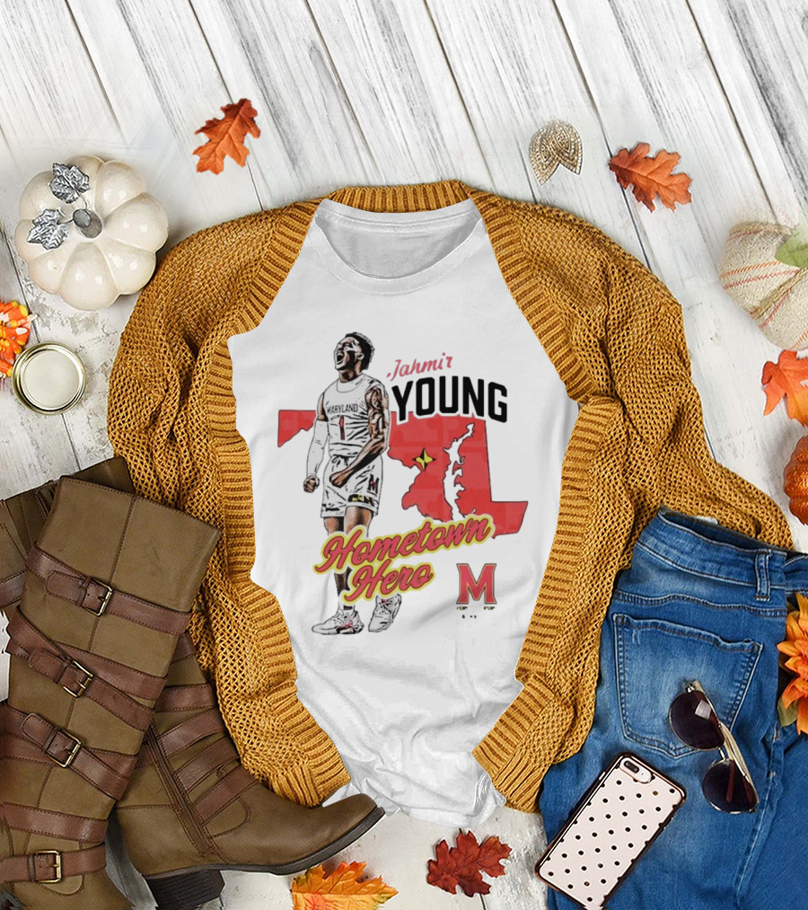 Jahmir Young Hometown Hero Maryland Map Red Star M T-Shirt