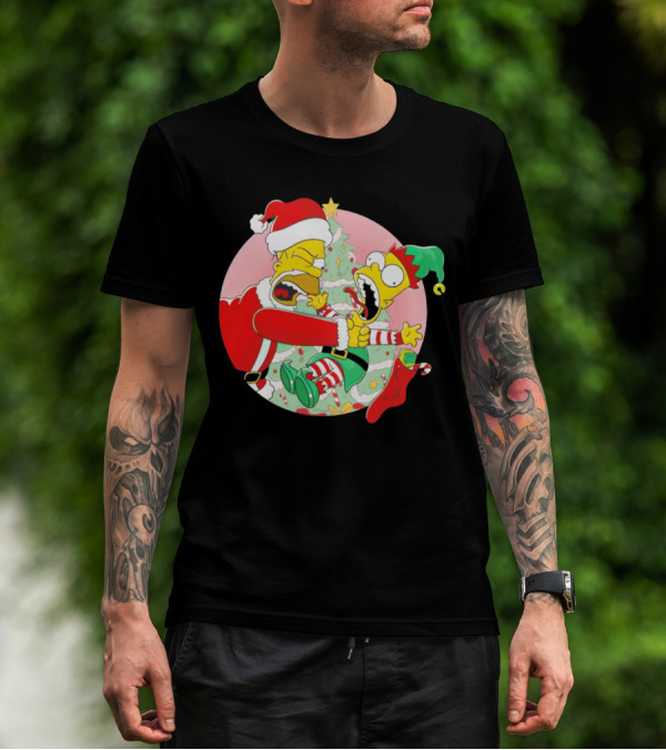 You Are Not Santa's Helper Animated Christmas Family Fight T-Shirt