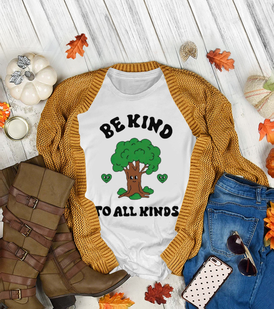 Be Kind to All Kinds Happy Tree and Hearts T-Shirt