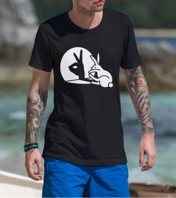 Rabbit Hand Shadow Peace Gesture Optical Illusion T-Shirt