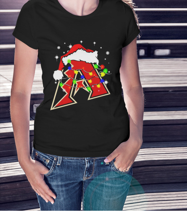 Santa Hat Arizona Diamondbacks Christmas Lights T-Shirt