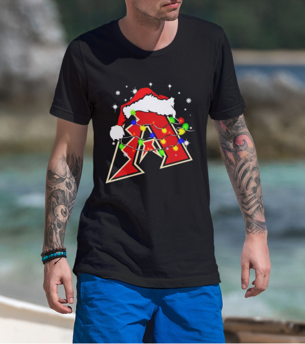 Santa Hat Arizona Diamondbacks Christmas Lights T-Shirt