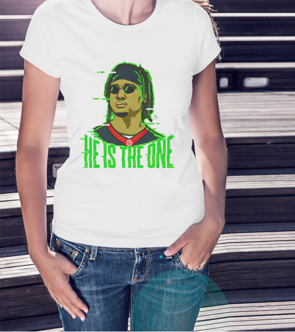 He Is The One Cryptic Neon Style Cartoon T-Shirt