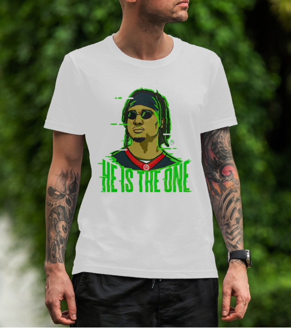 He Is The One Cryptic Neon Style Cartoon T-Shirt
