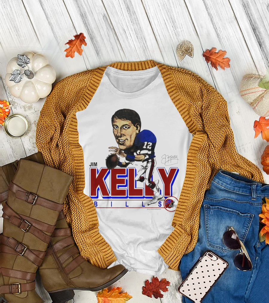 JIM KELLY BUFFALO BILLS SIGNATURE CARICATURE KELLY BILLS T-Shirt
