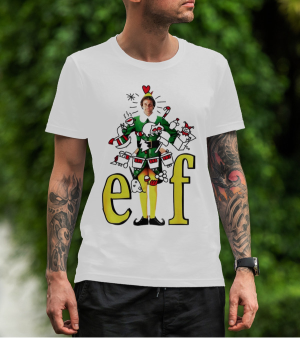 Elf Movie Inspired Christmas Sketch Design Featuring Iconic Character T-Shirt