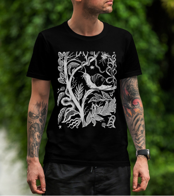 Elispencer November Enchanted Forest Snail Motif T-Shirt