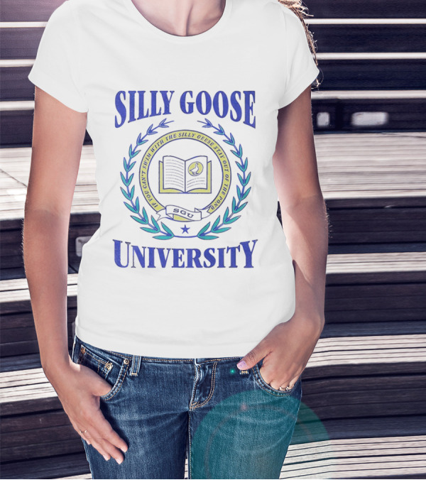 Silly Goose University Educated With The Silly Goose Stay Out Of The Pond T-Shirt