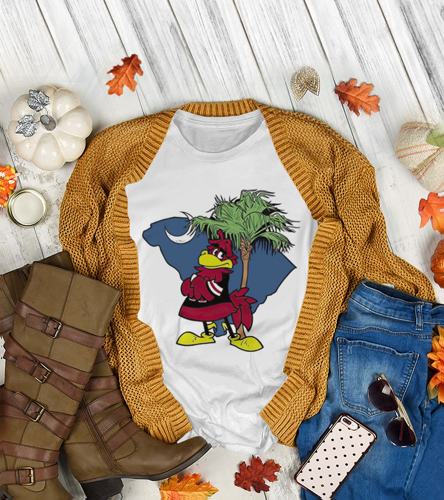 South Carolina Gamecocks Mascot State Emblem Palmetto Tree and Crescent Moon T-Shirt