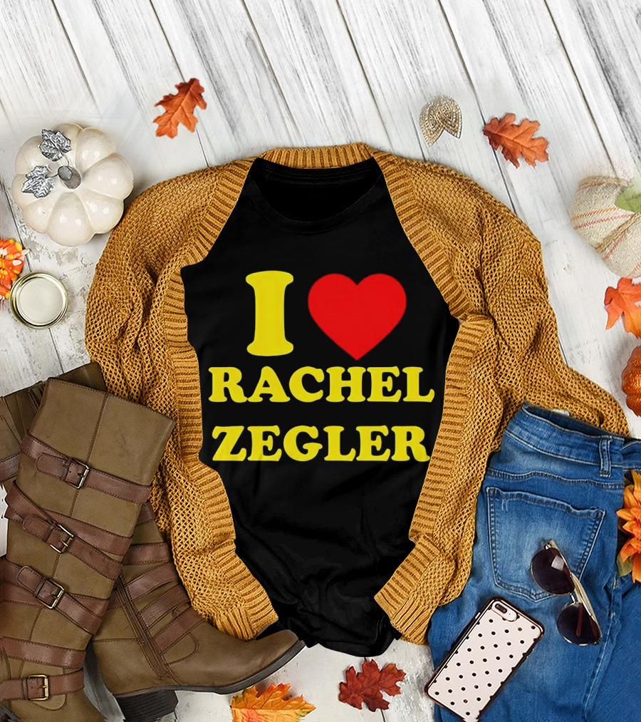 I Love Rachel Zegler Bold Yellow Letters with Red Heart T-Shirt