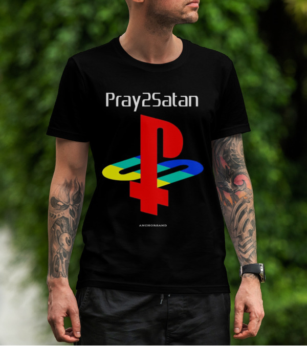 Pray2Satan Anchorsand Playstation T-Shirt