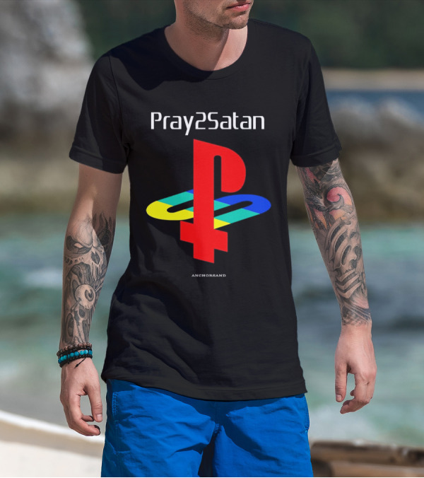 Pray2Satan Anchorsand Playstation T-Shirt