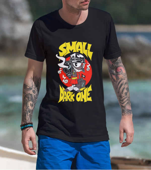 Small Dark One Gunsmoke Skateboard Pizza Character T-Shirt
