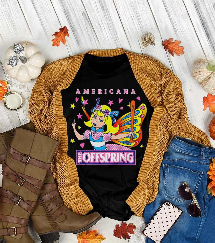 Americana The Offspring 25th Anniversary Butterfly Girl Retro Comic T-Shirt