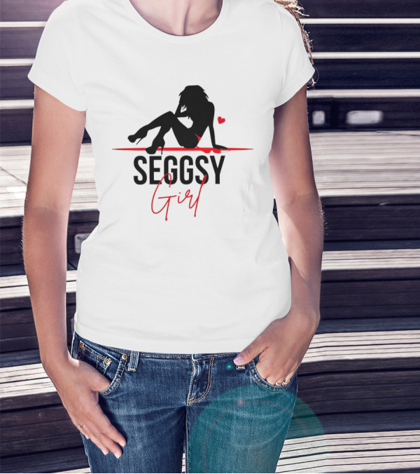 Seggsy Girl Silhouette With Heart And Red Accents T-Shirt