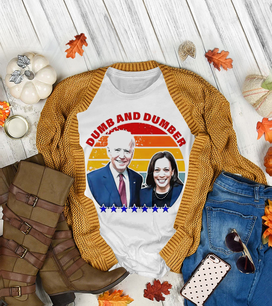 Dumb And Dumber Joe Biden Kamala Harris Retro Stars T-Shirt