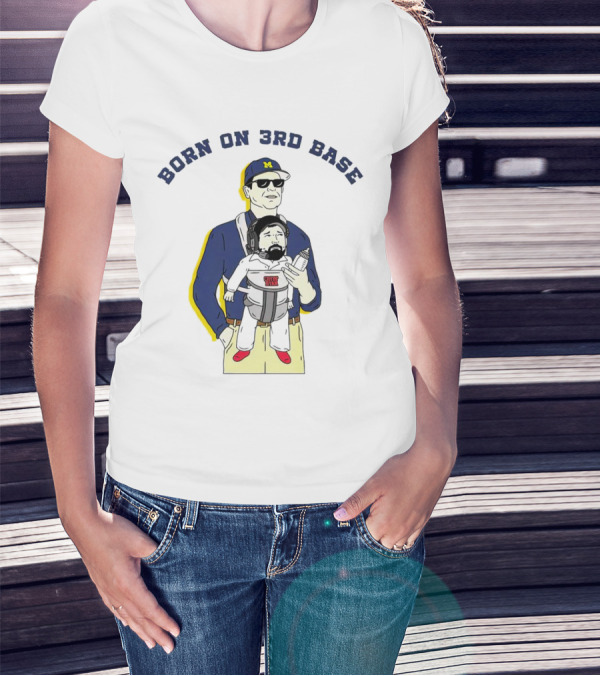 Born On 3rd Base Jim Harbaugh Michigan With Beard Baby T-Shirt