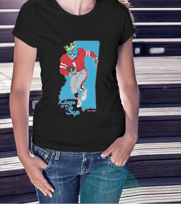 Kings Of The Sip Ole Miss Skeleton Football King T-Shirt