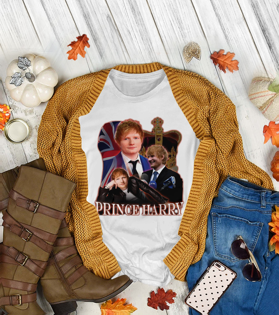 Prince Harry Ed Sheeran Union Jack Crown T-Shirt