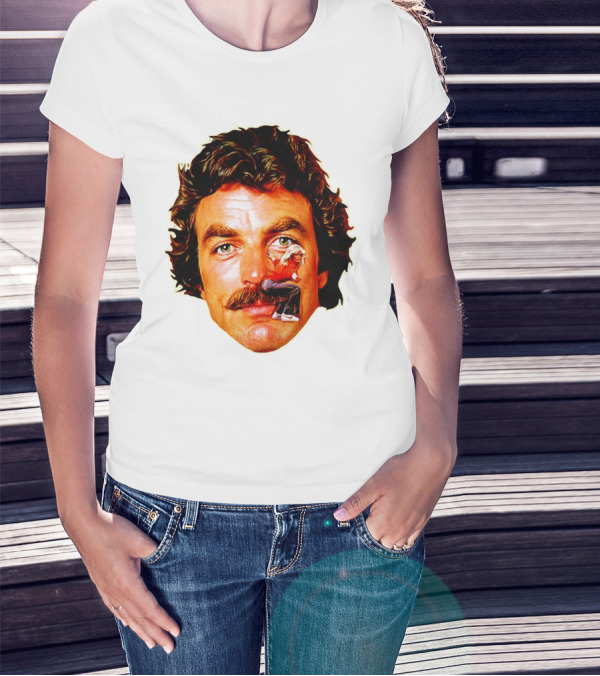 Tom Selleck Mustache Ride Head Portrait With Man T-Shirt