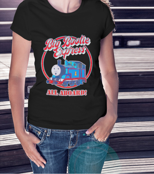 Big Bootie Express All Aboard Train Engine Character T-Shirt
