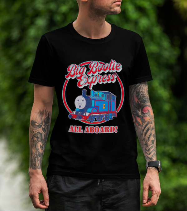 Big Bootie Express All Aboard Train Engine Character T-Shirt