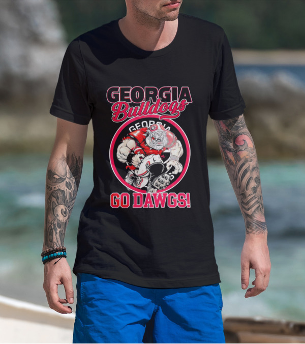 Georgia Bulldogs Go Dawgs UGA Aggressive Mascot T-Shirt