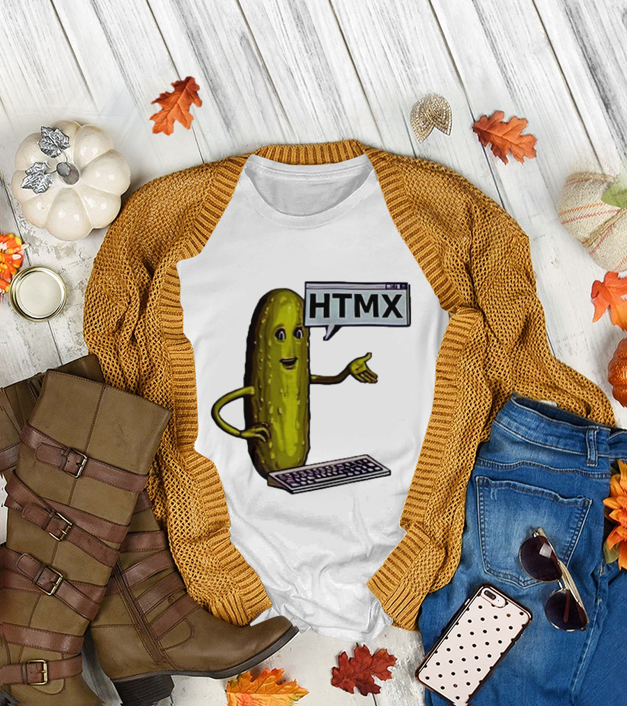 HTMX Keyboard Pickle T-Shirt