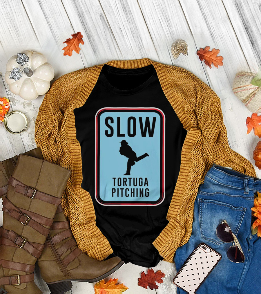 SLOW Tortuga Pitching Sign Baseball T-Shirt