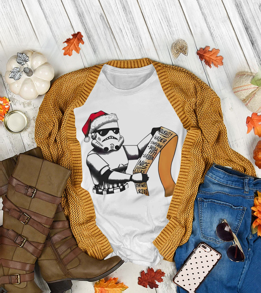 Stormtrooper Santa Naughty Nice List Vader Chewie Holiday Fun T-Shirt